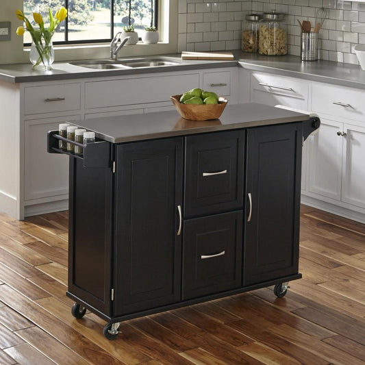 Homestyles Furniture - Dolly Madison Black Kitchen Cart - 4515-95 veiw 2