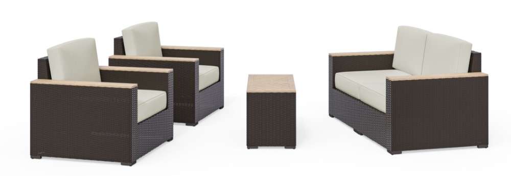 HomeStyles Furniture - Outdoor Loveseat, Arm Chair Pair and Two Side Tables - 6800-11D6-TD veiw 1