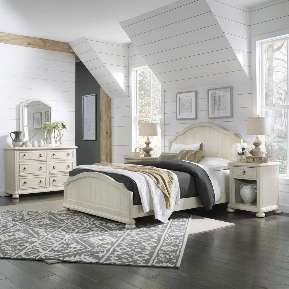 Homestyles - Provence Off-White Queen Bed with Nightstand and Dresser with Mirror - 5502-5022 veiw 2