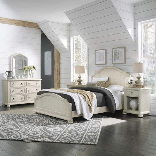 Homestyles - Provence Off-White Queen Bed with Nightstand and Dresser with Mirror - 5502-5022 veiw 2