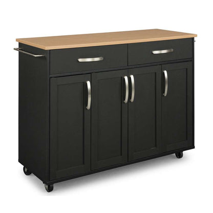 Homestyles - Storage Plus Black Kitchen Cart with doors - 4411-95 veiw 1