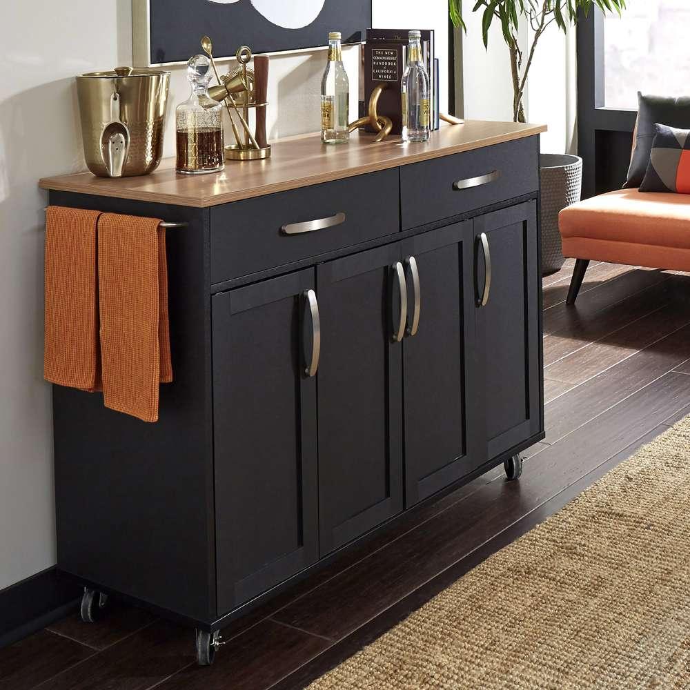Homestyles - Storage Plus Black Kitchen Cart with doors - 4411-95 veiw 2