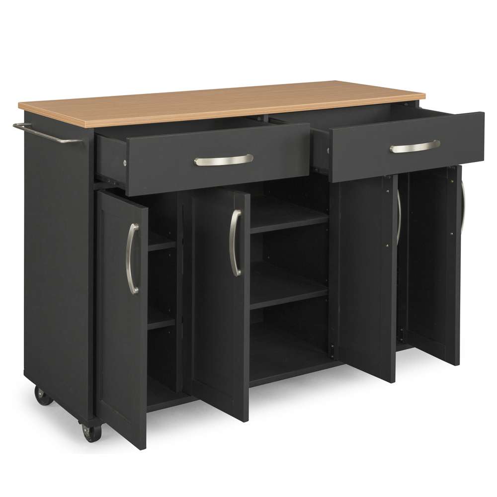 Homestyles - Storage Plus Black Kitchen Cart with doors - 4411-95 veiw 3