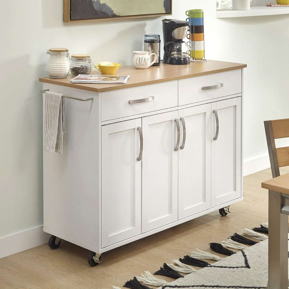 Homestyles - Storage Plus Off-White Kitchen Cart with doors - 4410-95 veiw 2