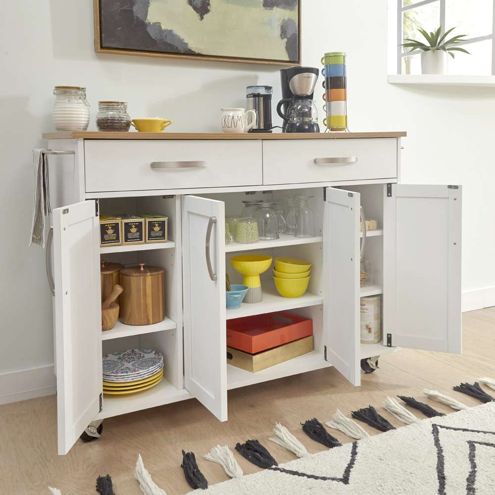 Homestyles - Storage Plus Off-White Kitchen Cart with doors - 4410-95 veiw 4