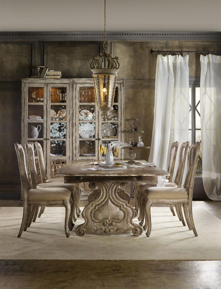 Hooker Furniture - Chatelet Refectory Rectangle Trestle Dining Table with Two 22 Leaves - 5350-75206 veiw 2