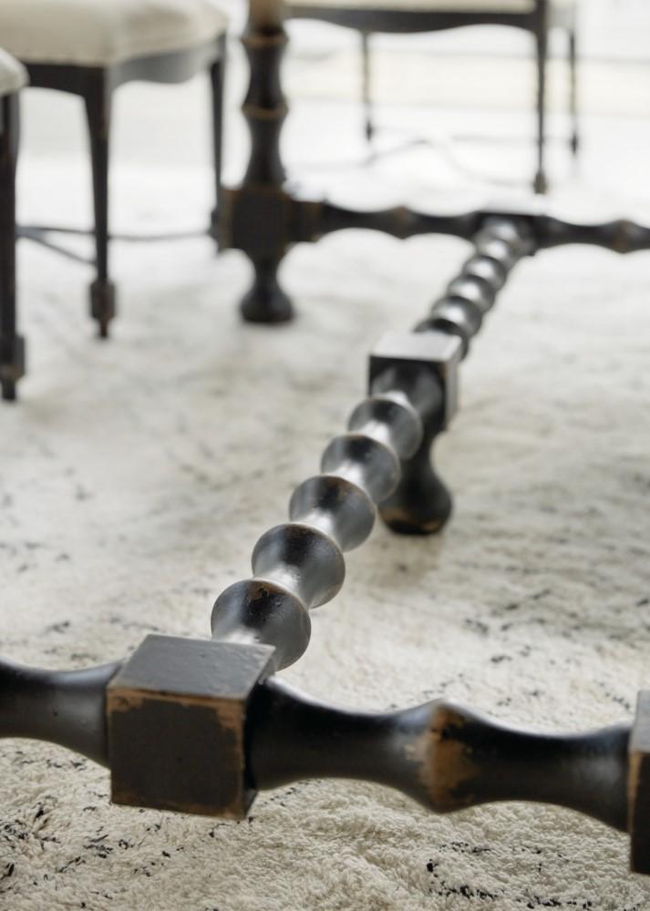 Hooker Furniture - Ciao Bella 84in Trestle Table w/ 2 - 18in Leaves - Flaky White/Black - 5805-75200-80 veiw 4