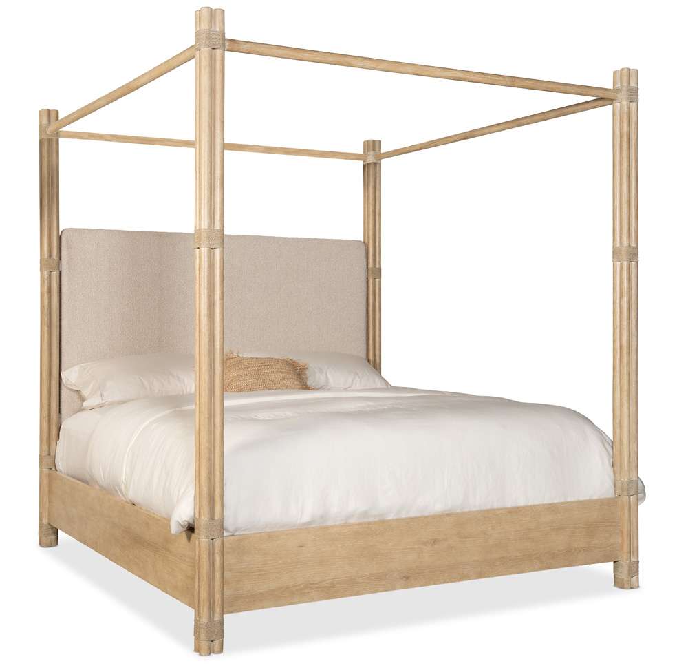 Hooker Furniture - Retreat Pole Rattan King Upholstered Poster Bed w/Canopy - 6950-90466-80 veiw 1