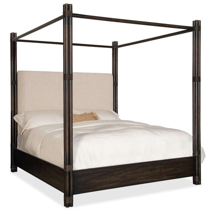 Hooker Furniture - Retreat Pole Rattan King Upholstered Poster Bed w/Canopy - 6950-90466-99 veiw 1