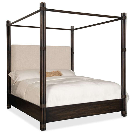 Hooker Furniture - Retreat Pole Rattan King Upholstered Poster Bed w/Canopy - 6950-90466-99 veiw 1