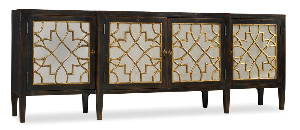 Hooker Furniture - Sanctuary Four Door Mirrored Console- Ebony - 3005-85005 veiw 1