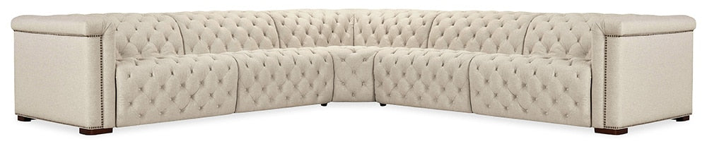 Hooker Furniture - Savion Deux 5 Seat Sectional with Four Power Recliners and Six Power Headrests in Beige - SS435-5PC4-414 veiw 1