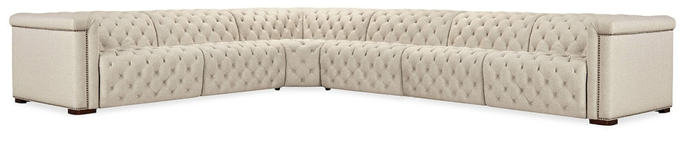 Hooker Furniture - Savion Deux 6 Seat Sectional with Four Power Recliners and Seven Power Headrests in Beige - SS435-6PC4-414 veiw 1