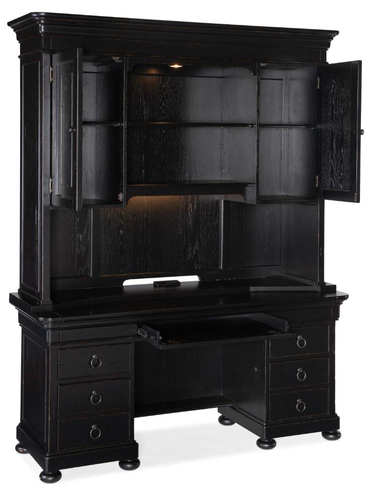 Hooker Furniture - Work Your Way Bristowe Computer Credenza and Hutch - 5971-10464-99_10467-99 veiw 3