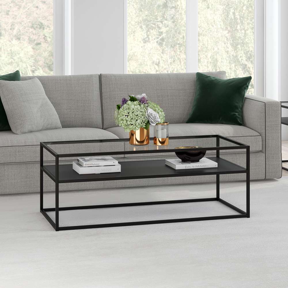 Hudson & Canal - Ada 46in Wide Rectangular Coffee Table in Blackened Bronze - CT0356 veiw 2