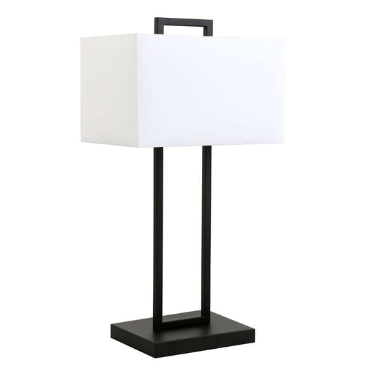 Hudson & Canal - Adair 28in Tall Table Lamp with Fabric Shade in Blackened Bronze/White - TL1200 veiw 1