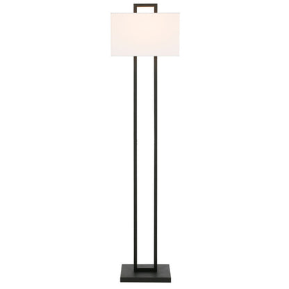Hudson & Canal - Adair 68in Tall Floor Lamp with Fabric Shade in Blackened Bronze/White - FL0811