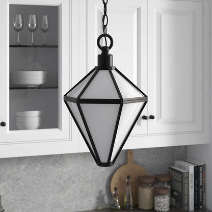 Hudson & Canal - Adara 10in Wide Pendant with Glass Shade in Blackened Bronze/White - PD1801 veiw 2