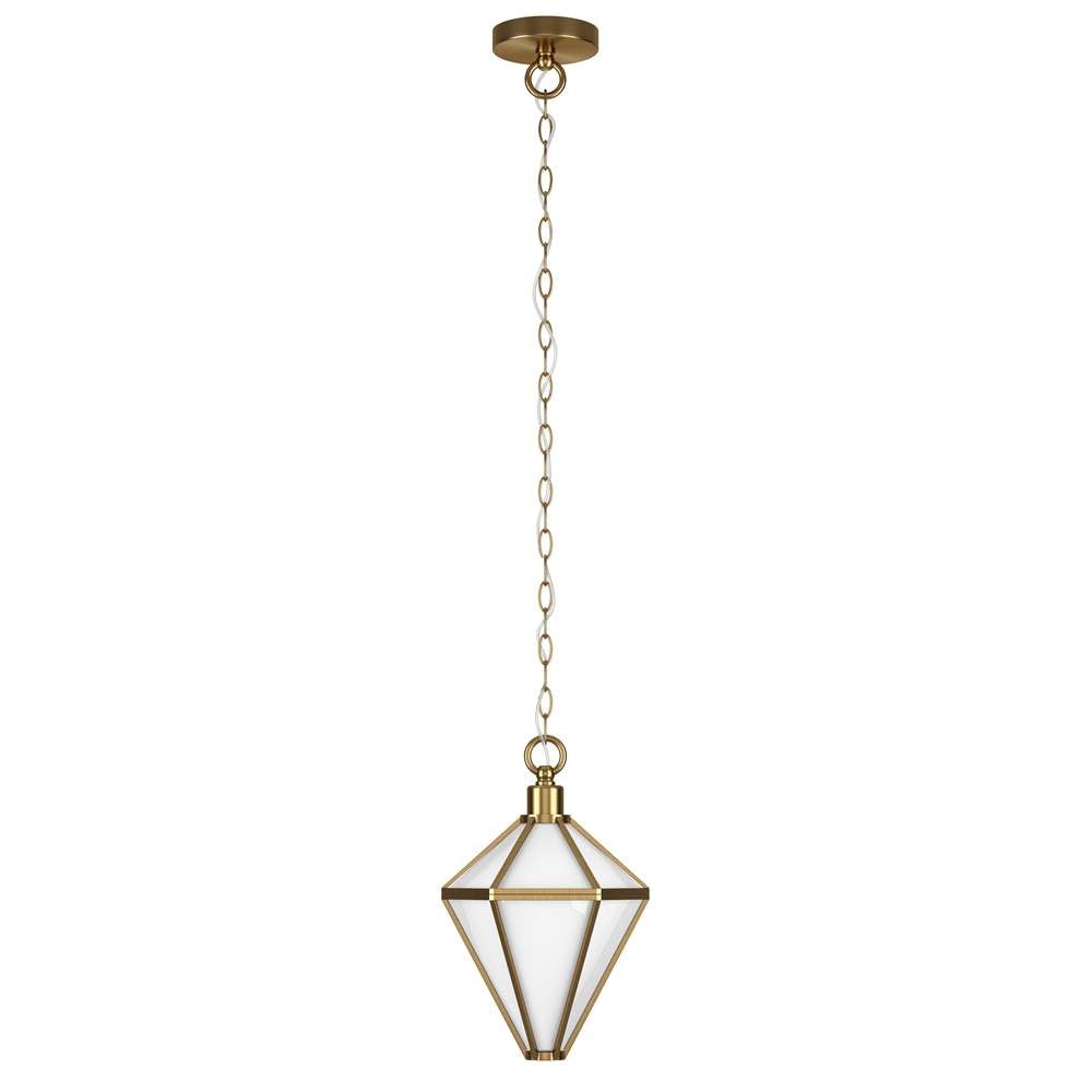 Hudson & Canal - Adara 10in Wide Pendant with Glass Shade in Brushed Brass/White - PD1802 veiw 4