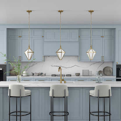 Hudson & Canal - Adara 10in Wide Pendant with Glass Shade in Brushed Brass/White - PD1802
