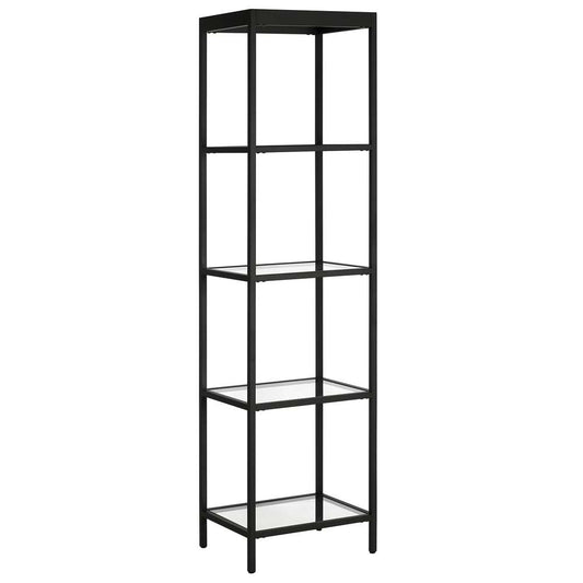Hudson & Canal - Alexis 18in Wide Rectangular Bookcase in Blackened Bronze - BK0816 veiw 1
