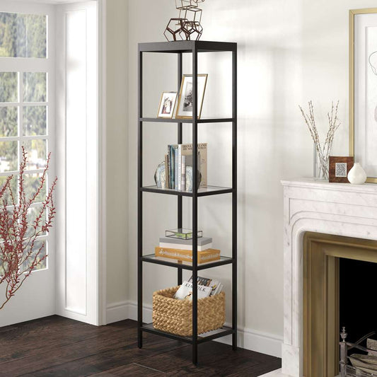 Hudson & Canal - Alexis 18in Wide Rectangular Bookcase in Blackened Bronze - BK0816 veiw 2