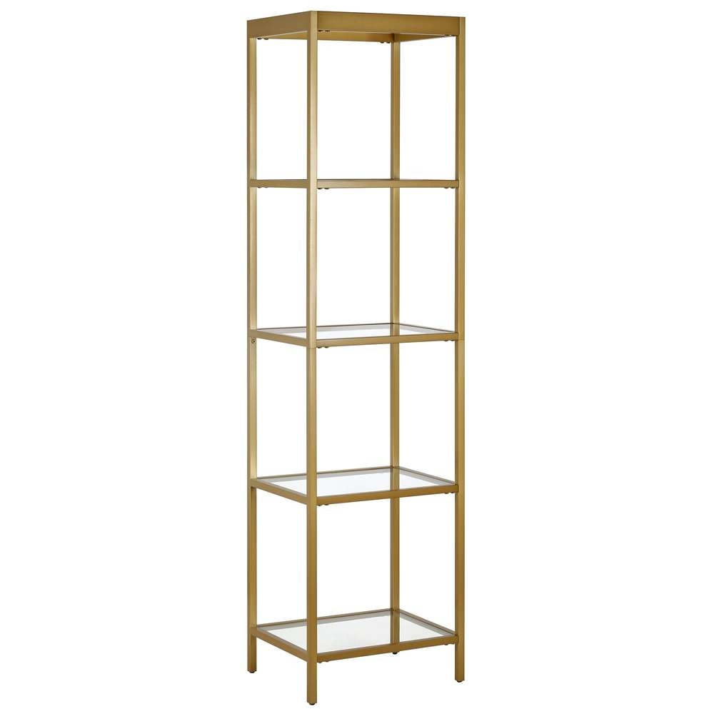 Hudson & Canal - Alexis 18in Wide Rectangular Bookcase in Brass - BK0817 veiw 1