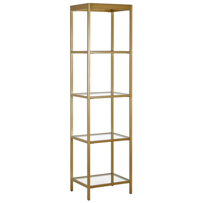 Hudson & Canal - Alexis 18in Wide Rectangular Bookcase in Brass - BK0817 veiw 1