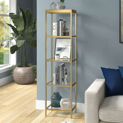 Hudson & Canal - Alexis 18in Wide Rectangular Bookcase in Brass - BK0817 veiw 2