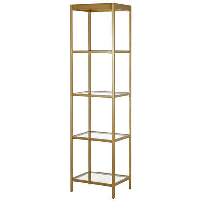 Hudson & Canal - Alexis 18in Wide Rectangular Bookcase in Brass - BK0817 veiw 4