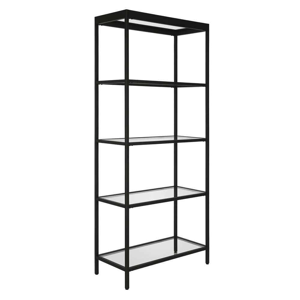 Hudson & Canal - Alexis 30in Wide Rectangular Bookcase in Blackened Bronze - BK0781 veiw 1
