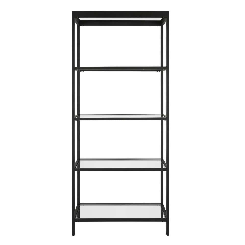 Hudson & Canal - Alexis 30in Wide Rectangular Bookcase in Blackened Bronze - BK0781 veiw 3