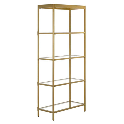 Hudson & Canal - Alexis 30in Wide Rectangular Bookcase in Brass - BK0782 veiw 1