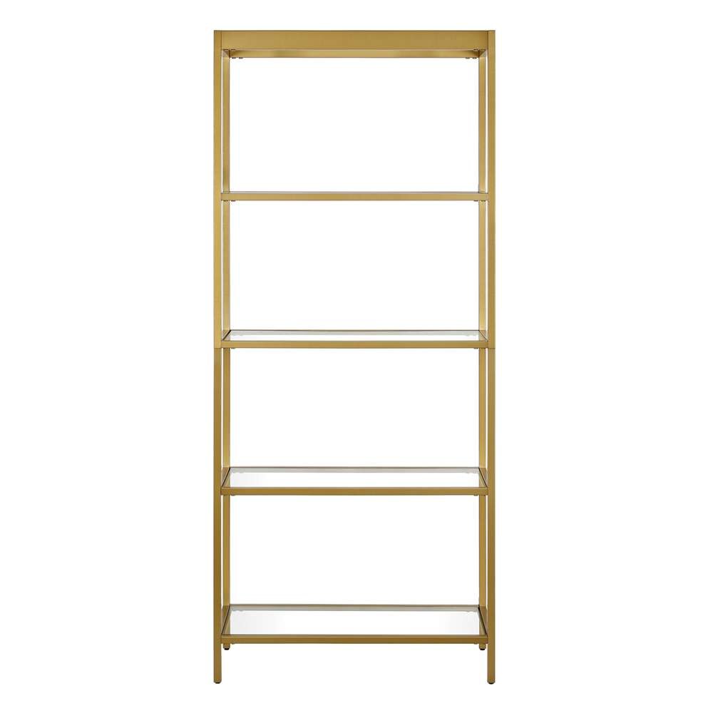 Hudson & Canal - Alexis 30in Wide Rectangular Bookcase in Brass - BK0782 veiw 3