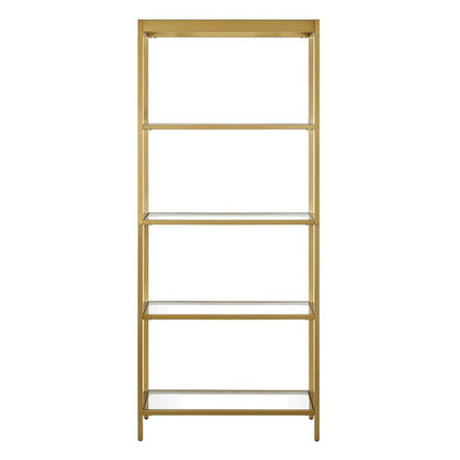 Hudson & Canal - Alexis 30in Wide Rectangular Bookcase in Brass - BK0782 veiw 3