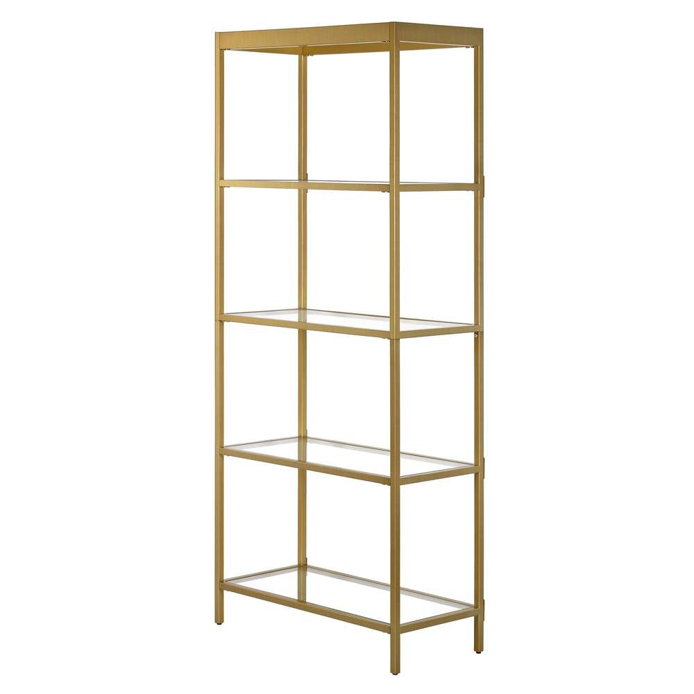 Hudson & Canal - Alexis 30in Wide Rectangular Bookcase in Brass - BK0782 veiw 4