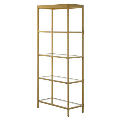 Hudson & Canal - Alexis 30in Wide Rectangular Bookcase in Brass - BK0782 veiw 4