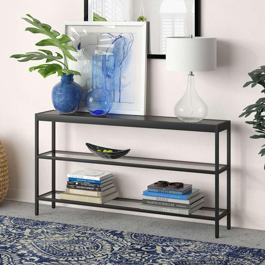 Hudson & Canal - Alexis 55in Wide Rectangular Console Table in Blackened Bronze - AT0233 veiw 2