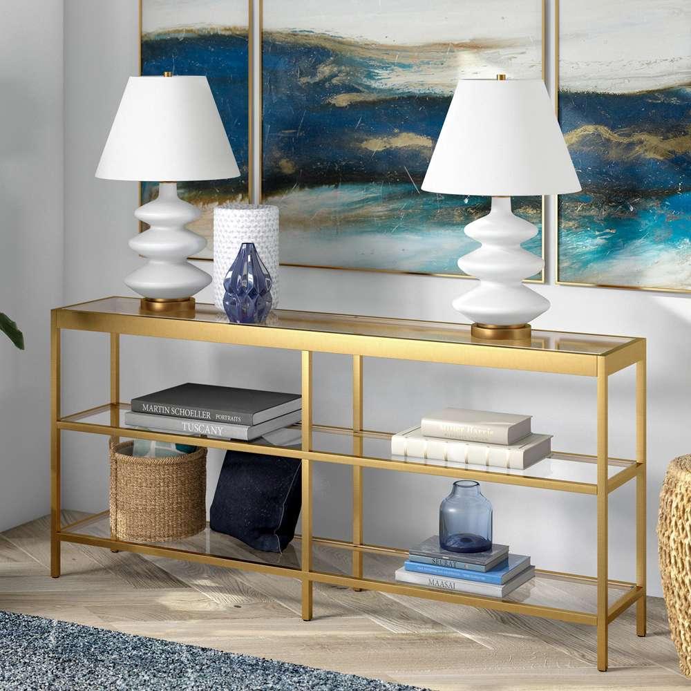 Hudson & Canal - Alexis 64in Wide Rectangular Console Table in Brass - AT0592 veiw 2