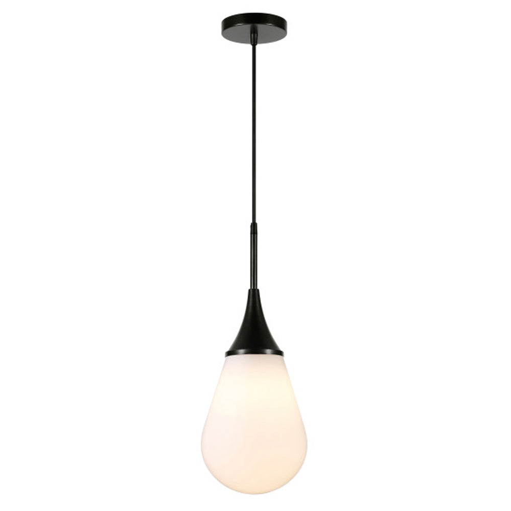 Hudson & Canal - Ambrose 7.63in Wide Pendant with Glass Shade in Blackened Bronze/White Milk - PD1534