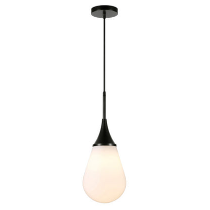 Hudson & Canal - Ambrose 7.63in Wide Pendant with Glass Shade in Blackened Bronze/White Milk - PD1534