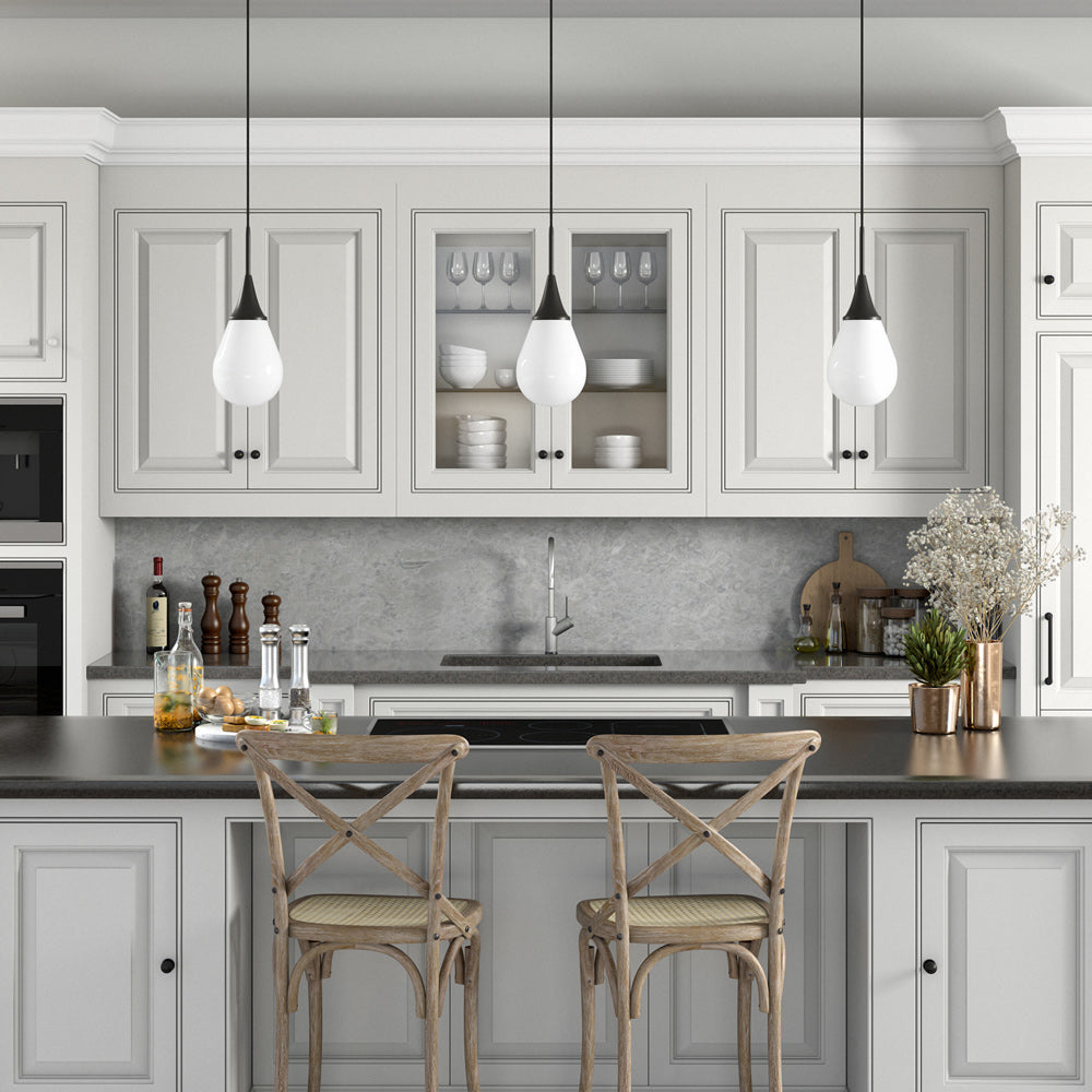 Hudson & Canal - Ambrose 7.63in Wide Pendant with Glass Shade in Blackened Bronze/White Milk - PD1534