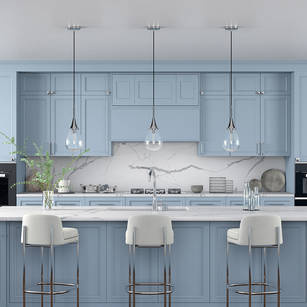 Hudson & Canal - Ambrose 7.63in Wide Pendant with Glass Shade in Polished Nickel/Clear - PD0286