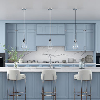 Hudson & Canal - Ambrose 7.63in Wide Pendant with Glass Shade in Polished Nickel/Clear - PD0286