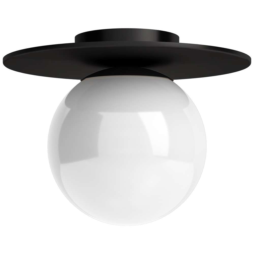 Hudson & Canal - Amma 12in Wide Flush Mount with Glass Shade in Blackened Bronze/White - SF1780 veiw 1