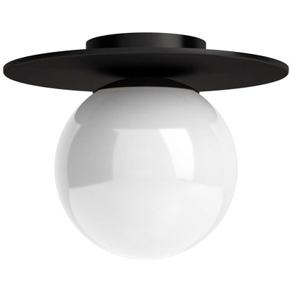 Hudson & Canal - Amma 12in Wide Flush Mount with Glass Shade in Blackened Bronze/White - SF1780 veiw 1