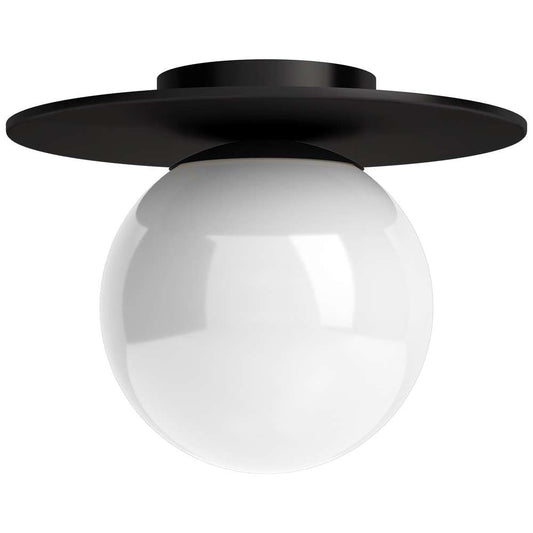 Hudson & Canal - Amma 12in Wide Flush Mount with Glass Shade in Blackened Bronze/White - SF1780 veiw 1