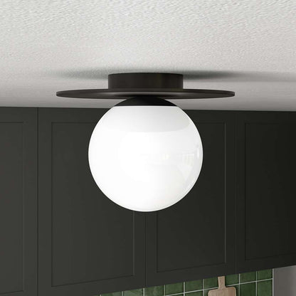 Hudson & Canal - Amma 12in Wide Flush Mount with Glass Shade in Blackened Bronze/White - SF1780 veiw 2