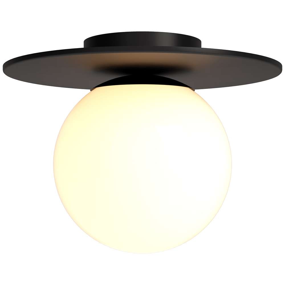 Hudson & Canal - Amma 12in Wide Flush Mount with Glass Shade in Blackened Bronze/White - SF1780 veiw 3