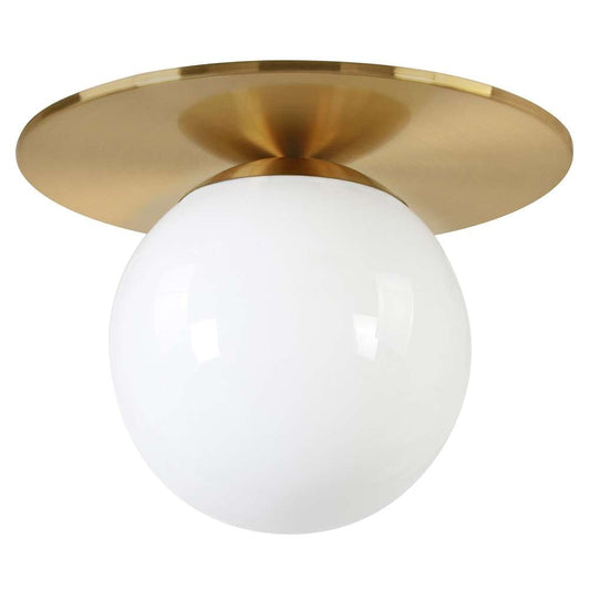 Hudson & Canal - Amma 12in Wide Flush Mount with Glass Shade in Brushed Brass/White - SF1781 veiw 1